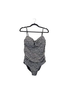 Catalina Swimsuit Womens Large Black/White Polka Dot Adjustable Straps One-Piece